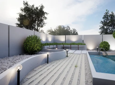 swimming pool with landscape design