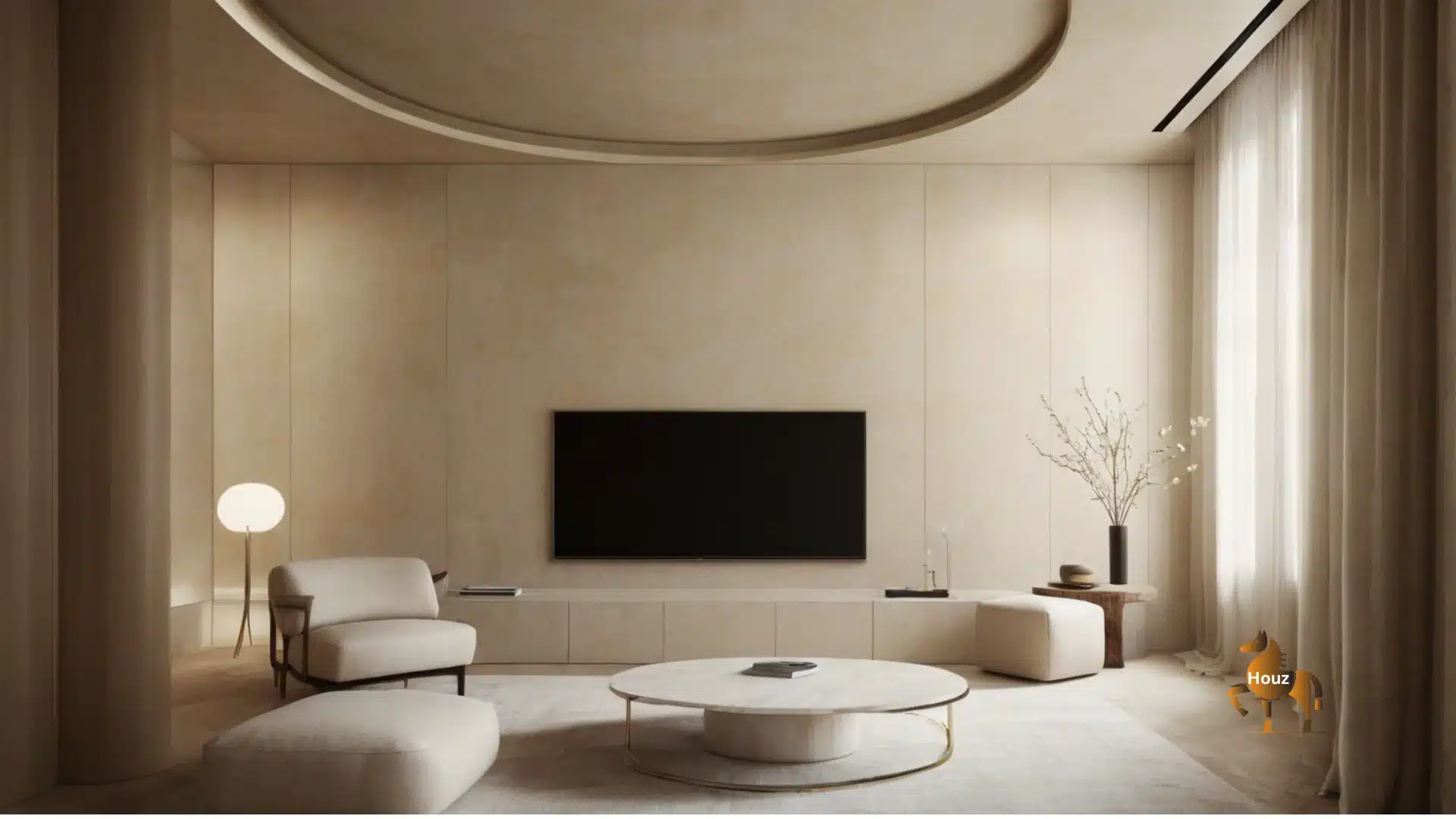 Wabi Sabi-Living Room & TV Cabinet House Design