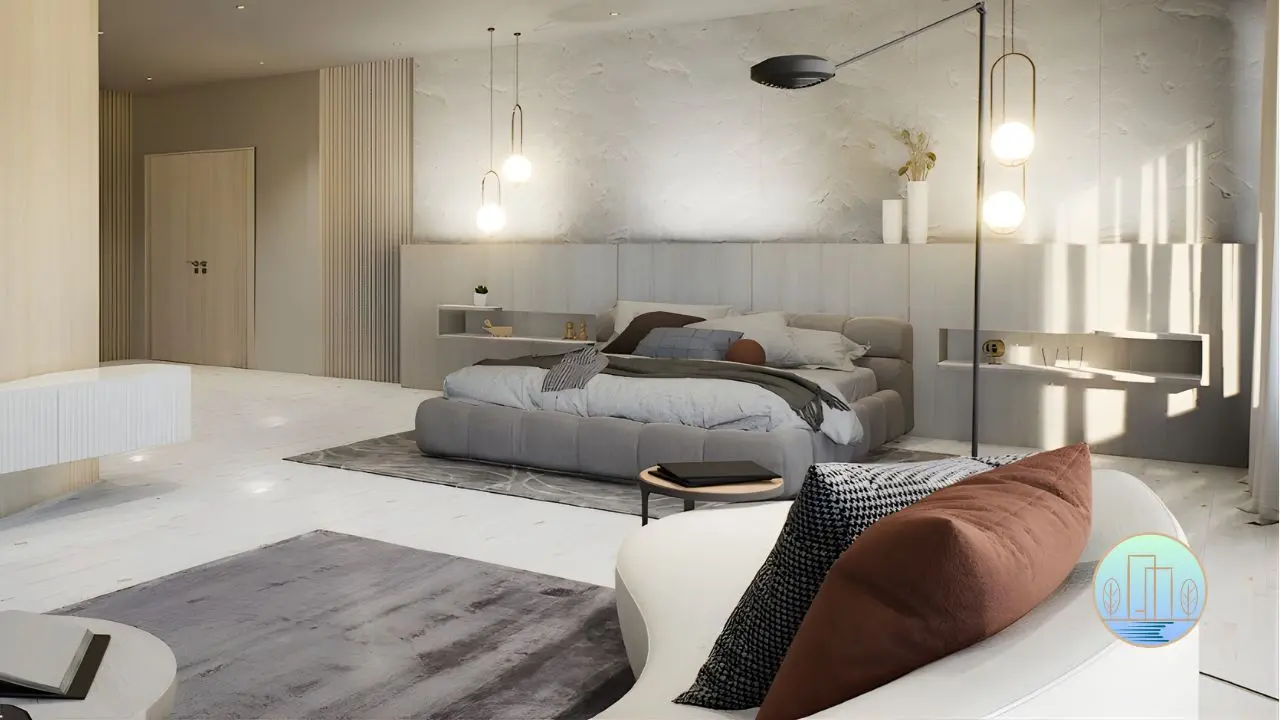 Calm and functional master bedroom renovation in a Malaysian bungalow with built-in storage