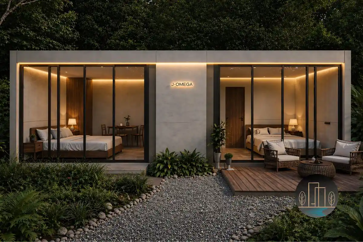 J-Omega two bedroom luxury tiny house exterior, Malaysia