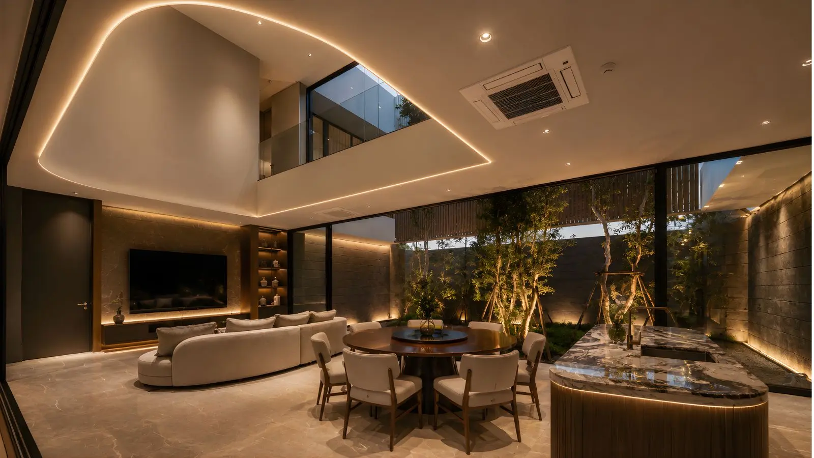 Luxury bungalow house design living room — Houz Design Malaysia
